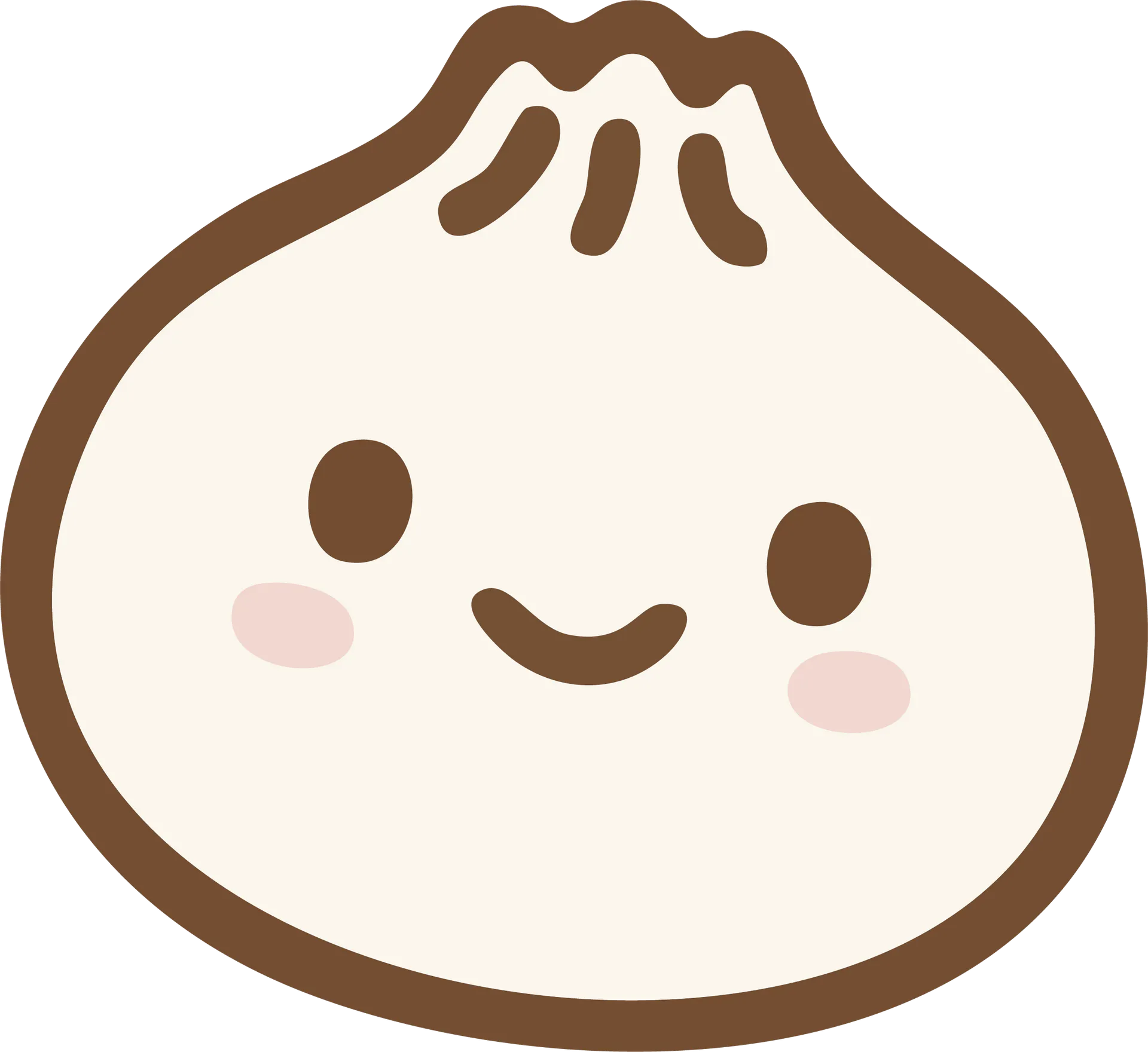 Cute smiling cartoon bao bun illustration with pink blush cheeks